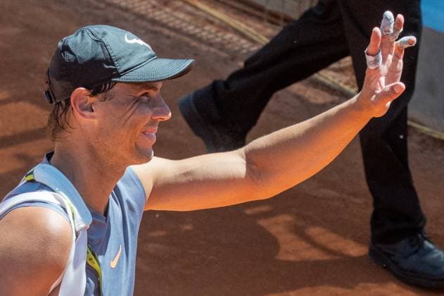 Rafa Nadal And Carlos Alcaraz Prepare For The Mutua Open - Madrid Rafa Nadal during his training for the Mutua Openon April 22, 2024, in Madrid (Spain). Photo by Jose Oliva Europa Press ABACAPRESS.COM Madrid Spain Copyright: xEuropaxPress ABACAx