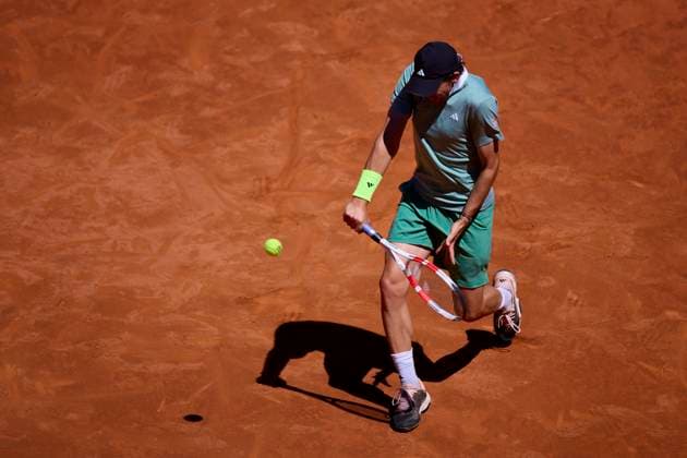 Mutua Madrid Open - Day One Dominic Thiem of Austria returns a shot against Felipe Meligeni Alves of Brasil during day one of the Mutua Madrid Open 2024 at Caja Magica on April 22, 2024, in Madrid, Spain. Madrid Caja Magica Madrid Spain RL_MMO24_145 Copyright: xRicardoxLarreinax