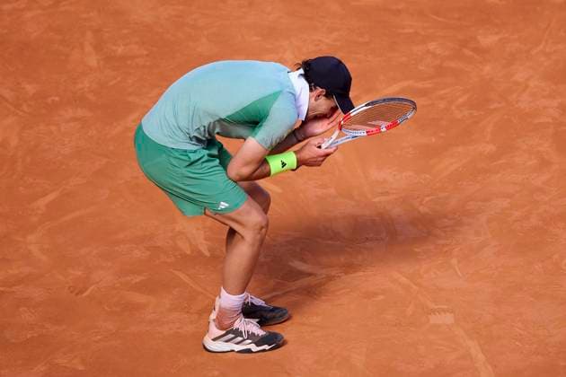 Mutua Madrid Open - Day One Dominic Thiem of Austria reacts during day one of the Mutua Madrid Open 2024 at Caja Magica on April 22, 2024, in Madrid, Spain. Madrid Caja Magica Madrid Spain RL_MMO24_207 Copyright: xRicardoxLarreinax