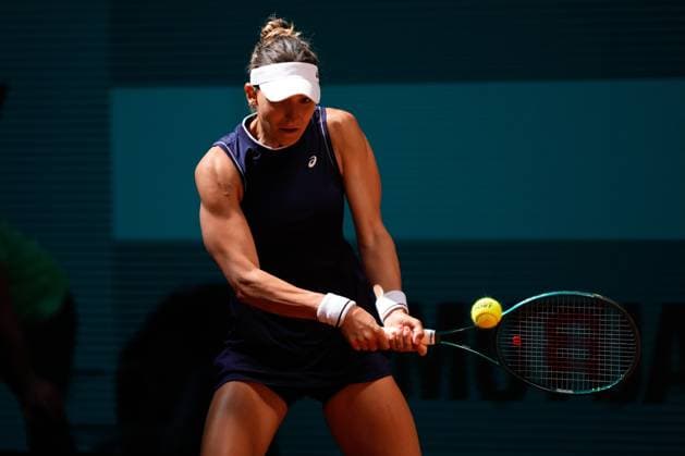 April 22, 2024, Madrid, Madrid, Spain: Rebeka Masarova of Spain in action against Sachia Vickery of United States during the Mutua Madrid Open 2024, ATP, Tennis Herren Masters 1000 and WTA, Tennis Damen 1000, tournament celebrated at Caja Magica on April 22, 2024 in Madrid, Spain. Madrid Spain - ZUMAa181 20240422_zaa_a181_110 Copyright: xOscarxJ.xBarrosox