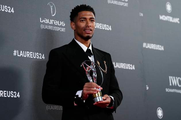 Bilder des Jahres 2024, Sport 04 April Sport Themen der Woche KW17 Sport Bilder des Tages 2024 Laureus World Awards Madrid Laureus World Sportsman of the year Jude Bellingham of Real Madrid and England during the red carpet prior Laureus World Sports Awards 2024 at Palacio De Cibeles on April 22, 2024 in Madrid, Spain. Madrid Spain  Copyright: xJosexBretonx originalFilename:breton-2024laur240422_npnwg.jpg