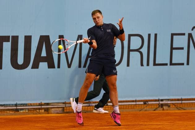 Hamad Medjedovic (SRB), APRIL 22, 2024 - Tennis : Hamd Medjedovic during singles qualifying 1st round match against Hugo Gaston on the ATP, Tennis Herren tour Masters 1000 Mutua Madrid Open tennis tournament at the Caja Magica in Madrid, Spain. Noxthirdxpartyxsales  (250991878)