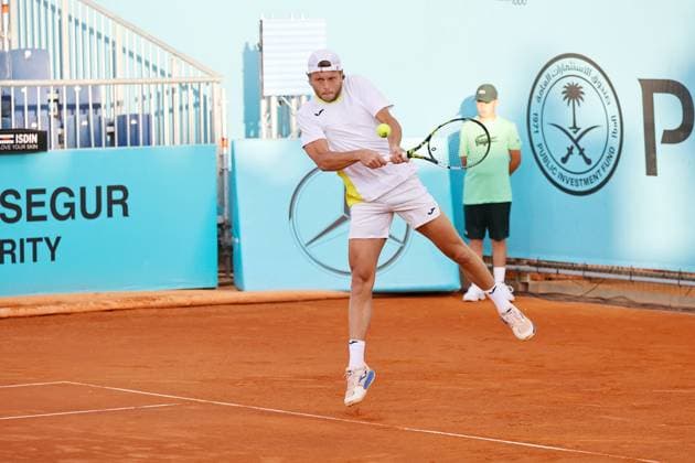 Alexandre Muller (FRA), APRIL 22, 2024 - Tennis : Alexandre Muller during singles qualifying 1st round match against Shintaro Mochizuki on the ATP, Tennis Herren tour Masters 1000 Mutua Madrid Open tennis tournament at the Caja Magica in Madrid, Spain. Noxthirdxpartyxsales  (250992063)