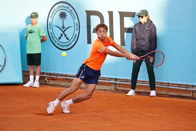 Shintaro Mochizuki (JPN), APRIL 22, 2024 - Tennis : Shintaro Mochizuki during singles qualifying 1st round match against Alexandre Muller on the ATP, Tennis Herren tour Masters 1000 Mutua Madrid Open tennis tournament at the Caja Magica in Madrid, Spain. Noxthirdxpartyxsales  (250992323)