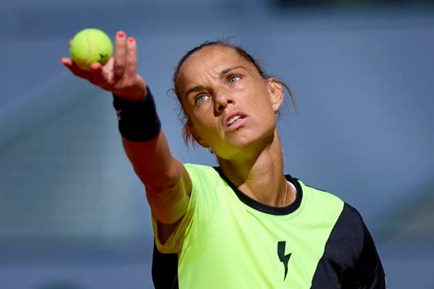 Mutua Madrid Open - Day Two Arantxa Rus of Netherlands serves against Brenda Fruhvirtova of the Czech Republic during day two of the Mutua Madrid Open 2024 at Caja Magica on April 23, 2024, in Madrid, Spain. Madrid Caja Magica Madrid Spain RL_MMO24_302 Copyright: xRicardoxLarreinax