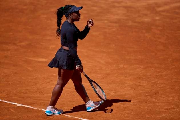 Mutua Madrid Open - Day Two Sachia Vickery of USA reacts during day two of the Mutua Madrid Open 2024 at Caja Magica on April 23, 2024, in Madrid, Spain. Madrid Caja Magica Madrid Spain RL_MMO24_344 Copyright: xRicardoxLarreinax