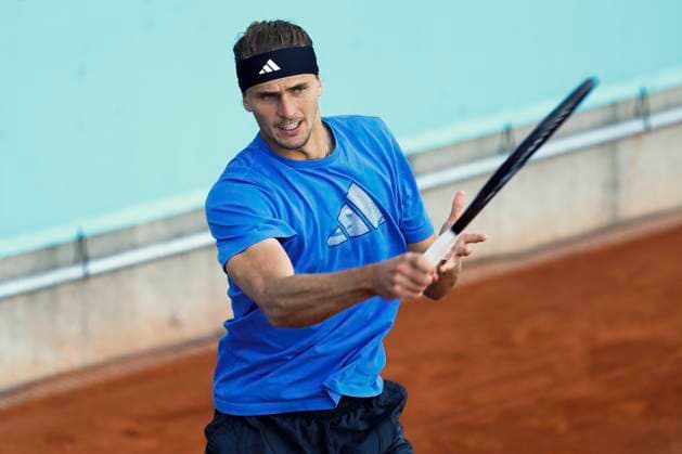 April 23, 2024, Madrid, Madrid, SPAIN: Alexander Zverev of Germany practices during the Mutua Madrid Open 2024, ATP, Tennis Herren Masters 1000 and WTA, Tennis Damen 1000, tournament celebrated at Caja Magica on April 23, 2024 in Madrid, Spain. Madrid SPAIN - ZUMAa181 20240423_zaa_a181_070 Copyright: xIrinaxR.xHipolitox
