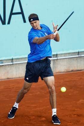 April 23, 2024, Madrid, Madrid, SPAIN: Alexander Zverev of Germany practices during the Mutua Madrid Open 2024, ATP, Tennis Herren Masters 1000 and WTA, Tennis Damen 1000, tournament celebrated at Caja Magica on April 23, 2024 in Madrid, Spain. Madrid SPAIN - ZUMAa181 20240423_zaa_a181_076 Copyright: xIrinaxR.xHipolitox