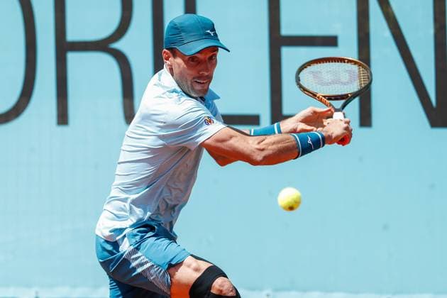 April 23, 2024, Madrid, Madrid, SPAIN: Roberto Bautista Agut of Spain in action against Albert Ramos-Vinolas of Spain during the Mutua Madrid Open 2024, ATP, Tennis Herren Masters 1000 and WTA, Tennis Damen 1000, tournament celebrated at Caja Magica on April 23, 2024 in Madrid, Spain. Madrid SPAIN - ZUMAa181 20240423_zaa_a181_137 Copyright: xIrinaxR.xHipolitox