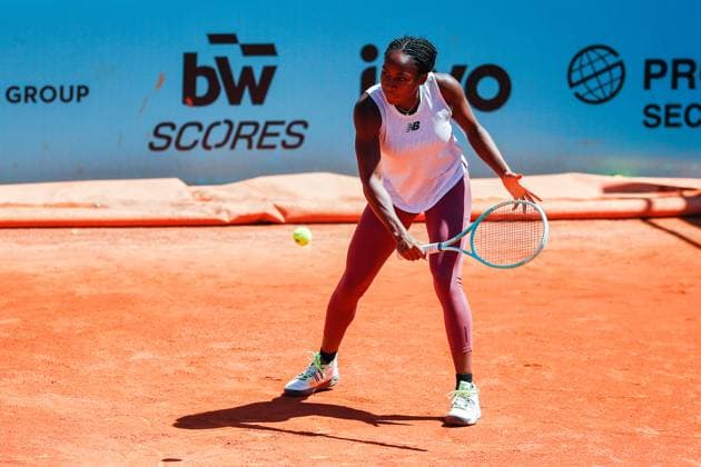 April 23, 2024, Madrid, Madrid, SPAIN: Coco Gauff of USA practices during the Mutua Madrid Open 2024, ATP, Tennis Herren Masters 1000 and WTA, Tennis Damen 1000, tournament celebrated at Caja Magica on April 23, 2024 in Madrid, Spain. Madrid SPAIN - ZUMAa181 20240423_zaa_a181_126 Copyright: xIrinaxR.xHipolitox