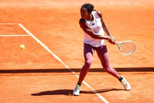 April 23, 2024, Madrid, Madrid, SPAIN: Coco Gauff of USA practices during the Mutua Madrid Open 2024, ATP, Tennis Herren Masters 1000 and WTA, Tennis Damen 1000, tournament celebrated at Caja Magica on April 23, 2024 in Madrid, Spain. Madrid SPAIN - ZUMAa181 20240423_zaa_a181_132 Copyright: xIrinaxR.xHipolitox
