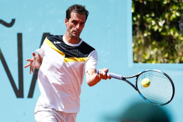 April 23, 2024, Madrid, Madrid, SPAIN: Albert Ramos-Vinolas of Spain in action against Roberto Bautista Agut during the Mutua Madrid Open 2024, ATP, Tennis Herren Masters 1000 and WTA, Tennis Damen 1000, tournament celebrated at Caja Magica on April 23, 2024 in Madrid, Spain. Madrid SPAIN - ZUMAa181 20240423_zaa_a181_134 Copyright: xIrinaxR.xHipolitox