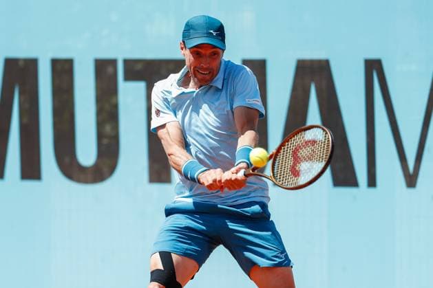 April 23, 2024, Madrid, Madrid, SPAIN: Roberto Bautista Agut of Spain in action against Albert Ramos-Vinolas of Spain during the Mutua Madrid Open 2024, ATP, Tennis Herren Masters 1000 and WTA, Tennis Damen 1000, tournament celebrated at Caja Magica on April 23, 2024 in Madrid, Spain. Madrid SPAIN - ZUMAa181 20240423_zaa_a181_138 Copyright: xIrinaxR.xHipolitox