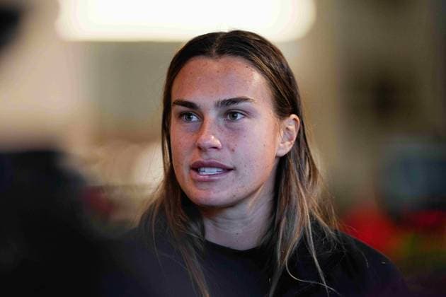 April 23, 2024, Madrid, Madrid, SPAIN: Aryna Sabalenka of Belarus attends during the Mutua Madrid Open 2024, ATP, Tennis Herren Masters 1000 and WTA, Tennis Damen 1000, tournament celebrated at Caja Magica on April 23, 2024 in Madrid, Spain. Madrid SPAIN - ZUMAa181 20240423_zaa_a181_045 Copyright: xOscarxJ.xBarrosox