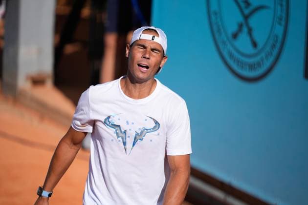 Sport Bilder des Tages April 23, 2024, Madrid, Madrid, SPAIN: Rafael Nadal of Spain practices during the Mutua Madrid Open 2024, ATP, Tennis Herren Masters 1000 and WTA, Tennis Damen 1000, tournament celebrated at Caja Magica on April 23, 2024 in Madrid, Spain. Madrid SPAIN - ZUMAa181 20240423_zaa_a181_146 Copyright: xOscarxJ.xBarrosox