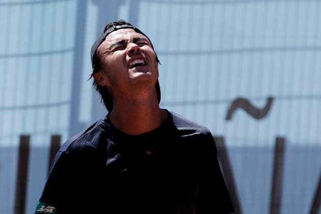 MADRID, SPAIN - APRIL 24: Taro Daniel of Japon celebrates during their match against Aleksandar Vukic on Day 3 of the Mutua Madrid Open at Caja Magica Stadium in Madrid. ONLYxEDITORIALxUSAGE  (251128181)