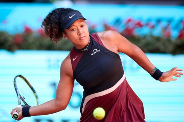 Mutua Madrid Open - Day Three Naomi Osaka of Japan returns a shot against Greet Minnen of Belgium during day two of the Mutua Madrid Open 2024 at Caja Magica on April 23, 2024, in Madrid, Spain. Madrid Caja Magica Madrid Spain RL_MMO24_807 Copyright: xRicardoxLarreinax