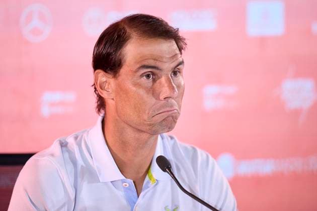 Mutua Madrid Open - Day Three Rafael Nadal of Spain attends to the media in a press conference, PK, Pressekonferenz during day three of the Mutua Madrid Open 2024 at Caja Magica on April 24, 2024, in Madrid, Spain. Madrid Caja Magica Madrid Spain RL_MMO24_854 Copyright: xRicardoxLarreinax