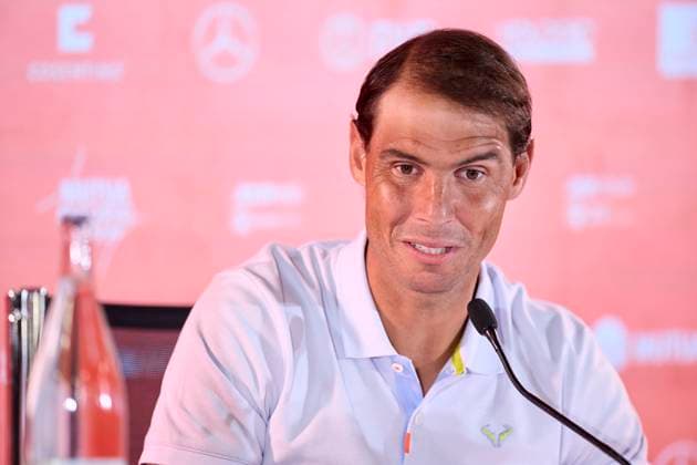 Mutua Madrid Open - Day Three Rafael Nadal of Spain attends to the media in a press conference, PK, Pressekonferenz during day three of the Mutua Madrid Open 2024 at Caja Magica on April 24, 2024, in Madrid, Spain. Madrid Caja Magica Madrid Spain RL_MMO24_858 Copyright: xRicardoxLarreinax