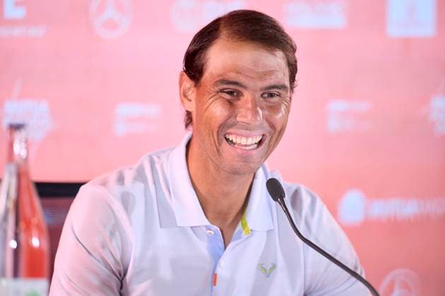 Mutua Madrid Open - Day Three Rafael Nadal of Spain attends to the media in a press conference, PK, Pressekonferenz during day three of the Mutua Madrid Open 2024 at Caja Magica on April 24, 2024, in Madrid, Spain. Madrid Caja Magica Madrid Spain RL_MMO24_864 Copyright: xRicardoxLarreinax