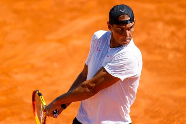 April 24, 2024, Madrid, Madrid, SPAIN: Rafael Nadal of Spain practices during the Mutua Madrid Open 2024, ATP, Tennis Herren Masters 1000 and WTA, Tennis Damen 1000, tournament celebrated at Caja Magica on April 24, 2024 in Madrid, Spain. Madrid SPAIN - ZUMAa181 20240424_zaa_a181_022 Copyright: xIrinaxR.xHipolitox