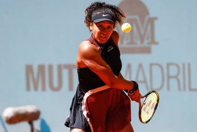 April 24, 2024, Madrid, Madrid, SPAIN: Naomi Osaka of Japan in action against Greet Minnen of Belgium during the Mutua Madrid Open 2024, ATP, Tennis Herren Masters 1000 and WTA, Tennis Damen 1000, tournament celebrated at Caja Magica on April 24, 2024 in Madrid, Spain. Madrid SPAIN - ZUMAa181 20240424_zaa_a181_037 Copyright: xIrinaxR.xHipolitox