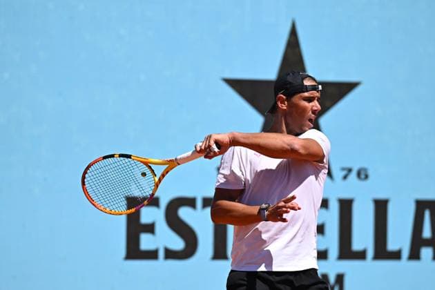 Mutua Madrid Open Rafael Nadal (ESP) during practice at the Mutua Madrid Open in Madrid, Spain, on April 24, 2024. Photo by Corinne Dubreuil ABACAPRESS.COM Madrid Spain  Copyright: xDubreuilxCorinne ABACAx