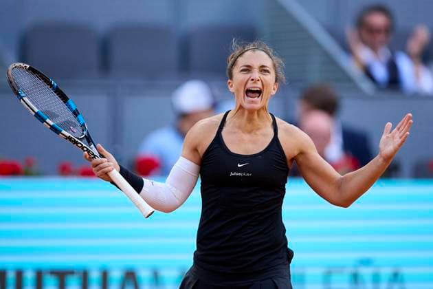 Mutua Madrid Open - Day Three Sara Errani of Italy reacts after winning the match against Caroline Wozniacki of Denmark during day three of the Mutua Madrid Open 2024 at Caja Magica on April 24, 2024, in Madrid, Spain. Madrid Caja Magica Madrid Spain RL_MMO24_00332 Copyright: xRicardoxLarreinax