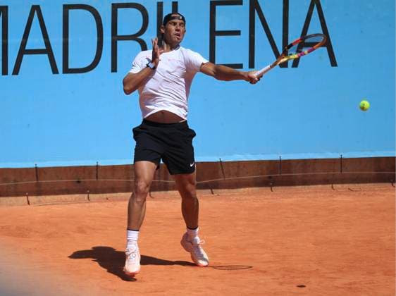 Masters 1000 Series Mutua Madrid Open 2024 at La Caja Mágica stadium in Madrid, 24 April 2024. Rafa Nadal training session and press conference, PK, Pressekonferenz at day 3 900 Cordon Press ALBERTOxSIMON LOF - Mutua Madrid Open 2024