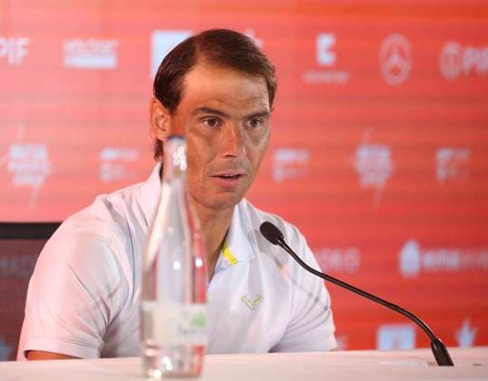 Masters 1000 Series Mutua Madrid Open 2024 at La Caja Mágica stadium in Madrid, 24 April 2024. Rafa Nadal training session and press conference, PK, Pressekonferenz at day 3 900 Cordon Press ALBERTOxSIMON LOF - Mutua Madrid Open 2024