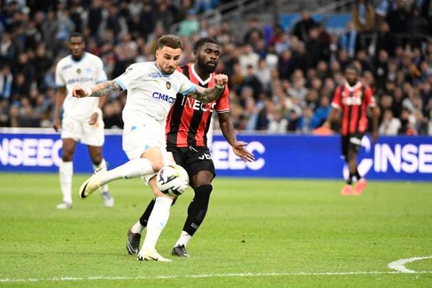 But Jonathan CLAUS (OM) lors du match Olympique de Marseille vs. OGC Nice pour la J29 de la Ligue 1 Uber Eats au Stade VÃ lodrome, le 24 avril 2024. FOOTBALL : Olympique de Marseille vs. OGC Nice - Ligue 1 Uber Eats - 24 04 2024 ValentinaClaret Panoramic 