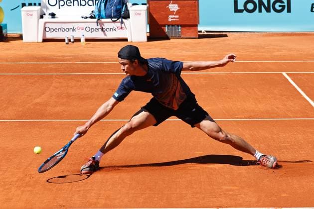 Taro Daniel (JPN), APRIL 24, 2024 - Tennis : Taro Daniel during singles round of 128 match against Aleksandar Vukic on the ATP, Tennis Herren tour Masters 1000 Mutua Madrid Open tennis tournament at the Caja Magica in Madrid, Spain. Noxthirdxpartyxsales  (251173949)