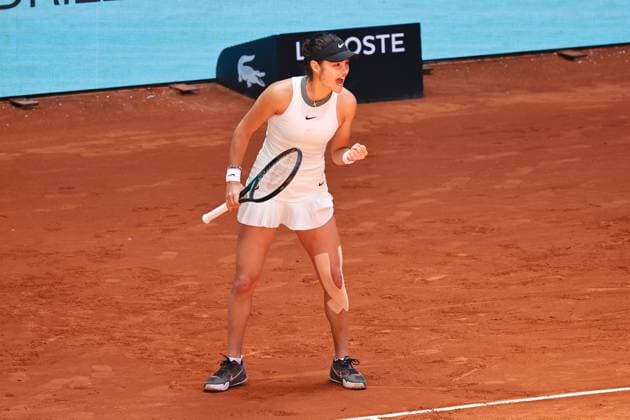 Emma Raducanu (GBR), APRIL 24, 2024 - Tennis : Emma Raducanu celebrate after point during singles round of 128 match against Maria Lourdes Carle on the WTA, Tennis Damen 1000 tournaments Mutua Madrid Open tennis tournament at the Caja Magica in Madrid, Spain. Noxthirdxpartyxsales  (251175685)