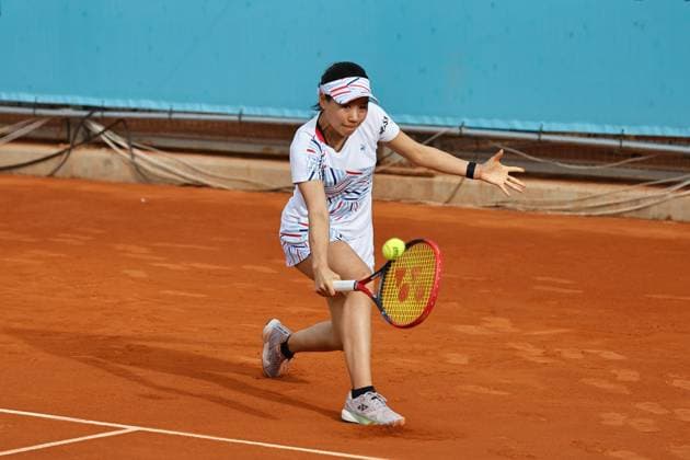 Nao Hibino (JPN), APRIL 24, 2024 - Tennis : Nao Hibino during singles round of 128 match against Ashlyn Krueger on the WTA, Tennis Damen 1000 tournaments Mutua Madrid Open tennis tournament at the Caja Magica in Madrid, Spain. Noxthirdxpartyxsales  (251180939)