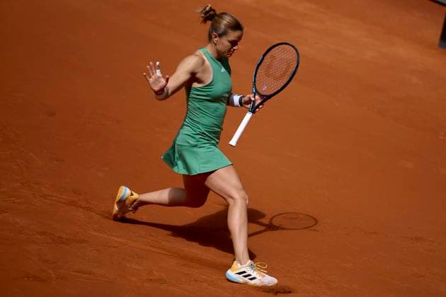 Mutua Madrid Open - Day Four Maria Sakkari of Greece reacts during day four of the Mutua Madrid Open 2024 at Caja Magica on April 25, 2024, in Madrid, Spain. Madrid Caja Magica Madrid Spain RL_MMO24_00602 Copyright: xRicardoxLarreinax