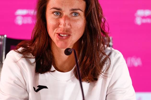 Sport Bilder des Tages April 25, 2024, Madrid, Madrid, SPAIN: Sara Sorribes Tormo of Spain, attends the media during her press conference, PK, Pressekonferenz during the Mutua Madrid Open 2024, ATP, Tennis Herren Masters 1000 and WTA, Tennis Damen 1000, tournament celebrated at Caja Magica on April 25, 2024 in Madrid, Spain. Madrid SPAIN - ZUMAa181 20240425_zaa_a181_053 Copyright: xIrinaxR.xHipolitox