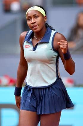 Mutua Madrid Open - Day Four Coco Gauff of United States reacts after winning the match against Arantxa Rus of Netherland during day four of the Mutua Madrid Open 2024 at Caja Magica on April 25, 2024, in Madrid, Spain. Madrid Caja Magica Madrid Spain RL_MMO24_01119 Copyright: xRicardoxLarreinax