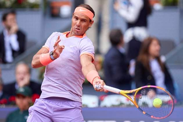 Mutua Madrid Open - Day Four Rafael Nadal of Spain returns a shot against Darwin Blanch of United States during day four of the Mutua Madrid Open 2024 at Caja Magica on April 25, 2024, in Madrid, Spain. Madrid Caja Magica Madrid Spain RL_MMO24_01128 Copyright: xRicardoxLarreinax