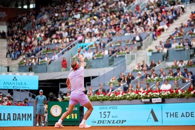 Mutua Madrid Open - Day Four Rafael Nadal of Spain serves against Darwin Blanch of United States during day four of the Mutua Madrid Open 2024 at Caja Magica on April 25, 2024, in Madrid, Spain. Madrid Caja Magica Madrid Spain RL_MMO24_01273 Copyright: xRicardoxLarreinax