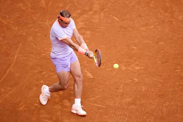 Mutua Madrid Open - Day Four Rafael Nadal of Spain returns a shot against Darwin Blanch of United States during day four of the Mutua Madrid Open 2024 at Caja Magica on April 25, 2024, in Madrid, Spain. Madrid Caja Magica Madrid Spain RL_MMO24_01277 Copyright: xRicardoxLarreinax