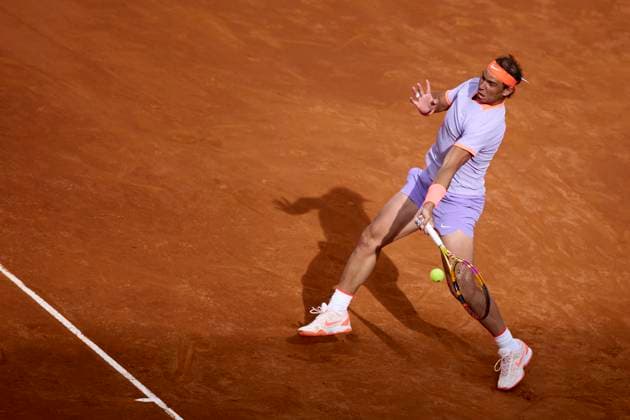 Mutua Madrid Open - Day Four Rafael Nadal of Spain returns a shot against Darwin Blanch of United States during day four of the Mutua Madrid Open 2024 at Caja Magica on April 25, 2024, in Madrid, Spain. Madrid Caja Magica Madrid Spain RL_MMO24_01309 Copyright: xRicardoxLarreinax