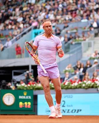 Mutua Madrid Open - Day Four Rafael Nadal of Spain reacts after winning a point against Darwin Blanch of United States during day four of the Mutua Madrid Open 2024 at Caja Magica on April 25, 2024, in Madrid, Spain. Madrid Caja Magica Madrid Spain RL_MMO24_01337 Copyright: xRicardoxLarreinax