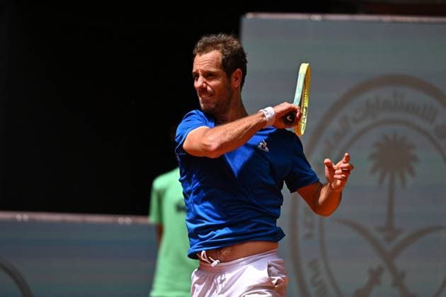 Mutua Madrid Open Richard Gasquet (FRA) during his first round match and 1000th match on tour at the Mutua Madrid Open in Madrid , Spain, on April, 25, 2024. Photo by Corinne Dubreuil ABACAPRESS.COM Madrid Spain  Copyright: xDubreuilxCorinne ABACAx