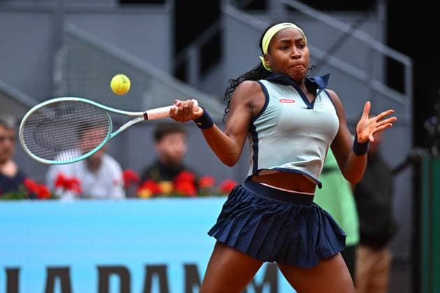 Mutua Madrid Open Coco Gauff (USA) during her first round match at the Mutua Madrid Open in Madrid , Spain, on April, 25, 2024. Photo by Corinne Dubreuil ABACAPRESS.COM Madrid Spain  Copyright: xDubreuilxCorinne ABACAx
