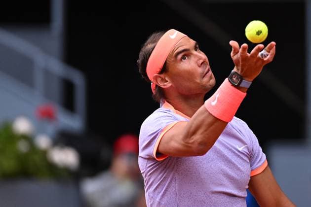 Mutua Madrid Open Rafael Nadal (ESP) during his first round match at the Mutua Madrid Open in Madrid , Spain, on April, 25, 2024. Photo by Corinne Dubreuil ABACAPRESS.COM Madrid Spain  Copyright: xDubreuilxCorinne ABACAx