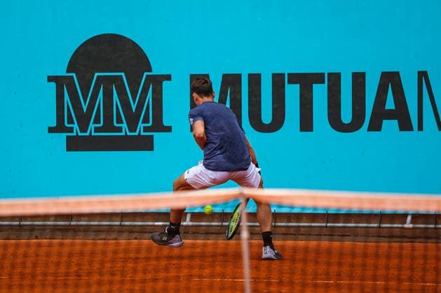 Mutua Madrid Open 2024: Casper Ruud Vs Jannik Sinner in Spain - 26 Apr 2024 Casper Ruud of Norway practice against Jannik Sinner of Italy on Day Five of the Mutua Madrid Open 2024 tournament at La Caja Magica. Usera Spain Copyright: xMiguelxReisx xSOPAxImagesx Mutua Madrid Open MR -3598
