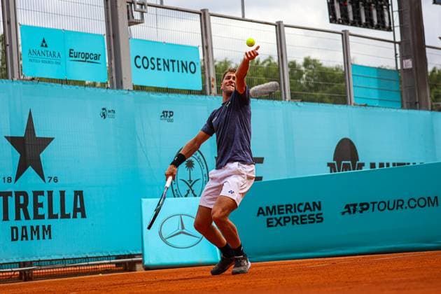 Mutua Madrid Open 2024: Casper Ruud Vs Jannik Sinner in Spain - 26 Apr 2024 Casper Ruud of Norway practice against Jannik Sinner of Italy on Day Five of the Mutua Madrid Open 2024 tournament at La Caja Magica. Usera Spain Copyright: xMiguelxReisx xSOPAxImagesx Mutua Madrid Open MR -3179