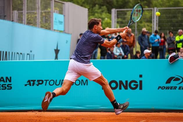 Mutua Madrid Open 2024: Casper Ruud Vs Jannik Sinner in Spain - 26 Apr 2024 Casper Ruud of Norway practice against Jannik Sinner of Italy on Day Five of the Mutua Madrid Open 2024 tournament at La Caja Magica. Usera Spain Copyright: xMiguelxReisx xSOPAxImagesx Mutua Madrid Open MR -3379