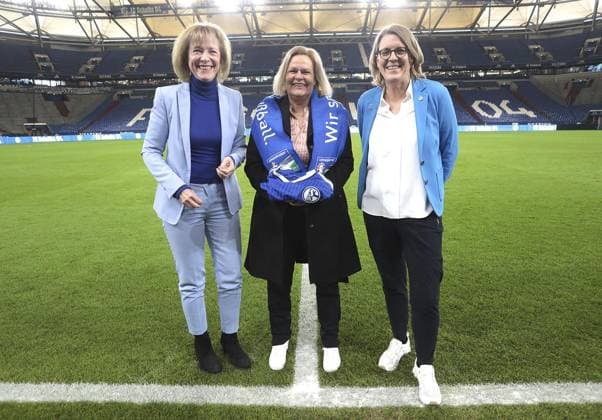 Federal Minister of the Interior Nancy Faeser visits the venue of the European Football Championship in Gelsenkirchen at the Arena AufSchalke FOR EDITORIAL PURPOSES ONLY p Mayor Katrin Welge with Federal Minister of the Interior Nancy Faeser visits one of the venues of the European Football Championship in Gelsenkirchen at the Arena AufSchalke on Friday, April 26, 2024 Photo Frank Oppitz FUNKE Foto Services p Sport Deutschland NRW Gelsenkirchen Copyright FrankxOppitz Copyright: FrankxOppitz doc7v61wd5uslin79rt5gx ,EDITORIAL USE ONLY Copyright: FrankxOppitz