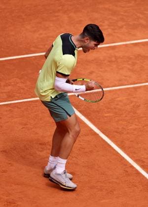 Carlos Alcaraz of Spain in action Mutua Madrid Open, Day 5, Tennis, La Caja Magica, Madrid, Spain - 26 Apr 2024  Copyright: xEllaxLing Shutterstockx 14447600ak